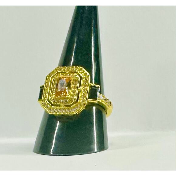 GATSBY 1920’s STYLE MORGANITE ONYX STERLING GOLD SZ 9 RING - Picture 1 of 8